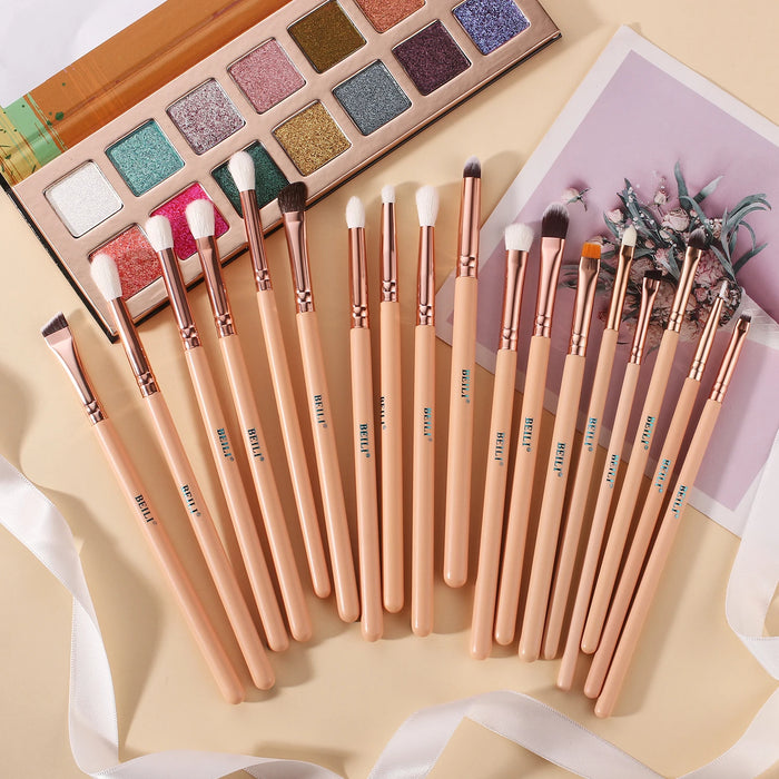 Beili Pink Makeup Brushes Set: High-quality brushes for powder, foundation, blush, and eyeshadow.