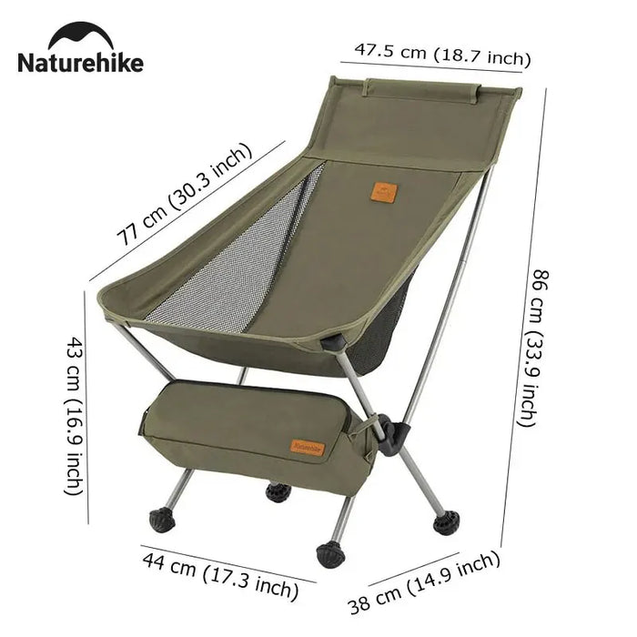 Naturehike Camping Moon Chair High Back Ultralight Folding Chair Portable 120Kg Load Travel Rocking Chairs Outdoor Fishing Chair