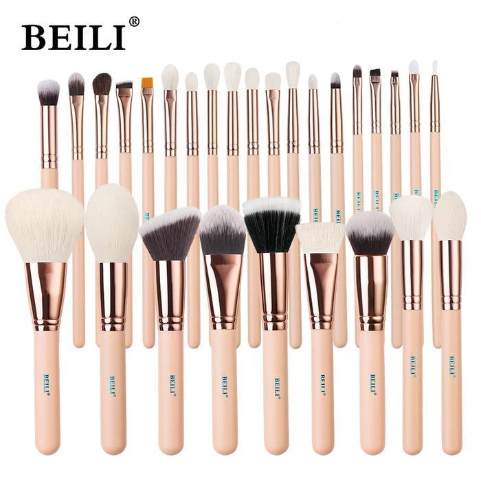 Beili Pink Makeup Brushes Set: High-quality brushes for powder, foundation, blush, and eyeshadow.